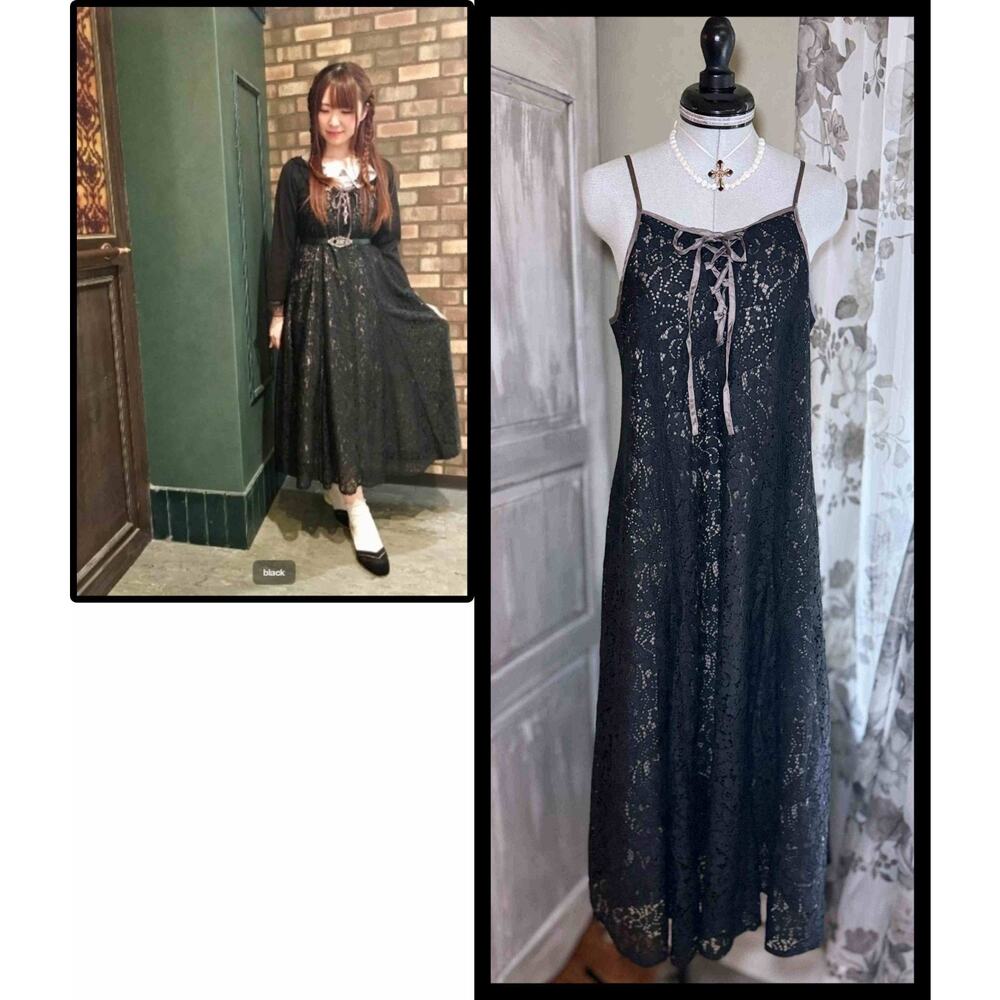 Axes Femme Black Lace Camisole Dress J Fashion Dark Coquette Whimsigoth V-neck